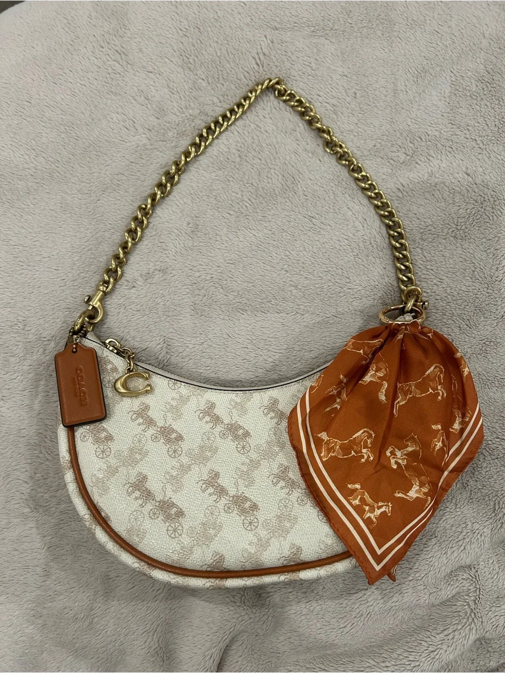 RARE Coach Mira Bag. Horse & Carriage Print. Gold Hardware.